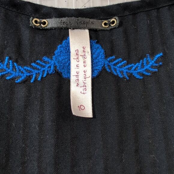 Free People black embroidered cotton tunic top/mini dress, size 10 - Picture 4 of 7